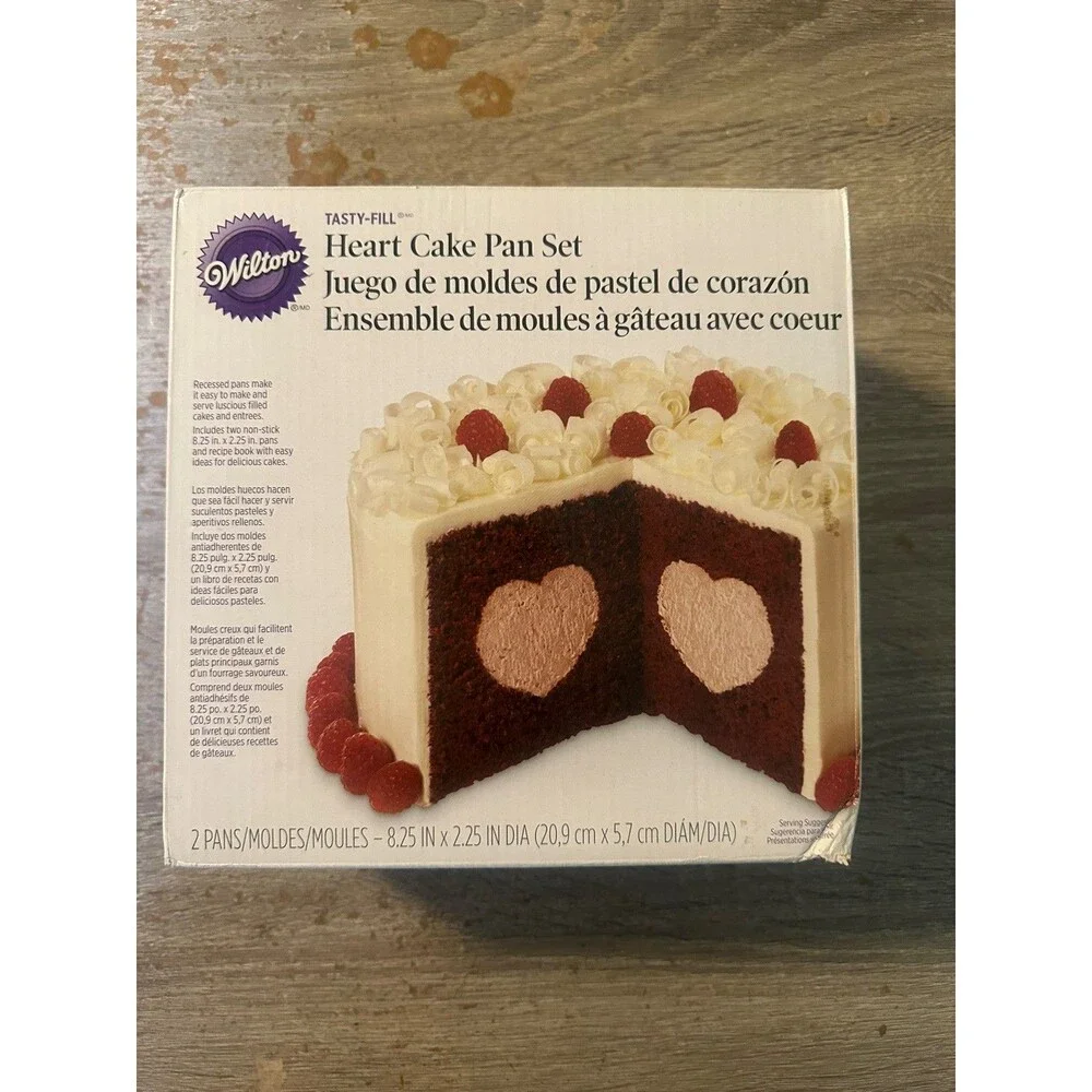 Wilton Tasty-Fill Cake Pan Heart Shape Set 2 Nonstick Pans Tube Novelty 6A